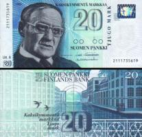 *20 Markka Fínsko 1993, P123 UNC - Kliknutím na obrázok zatvorte -